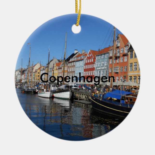 Ornement Rond En Céramique Beau Nyhavn, Copenhague au Danemark (Devant)