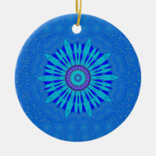 Ornement Rond En Céramique Beau Royal Blue Mandala Art Imprimer