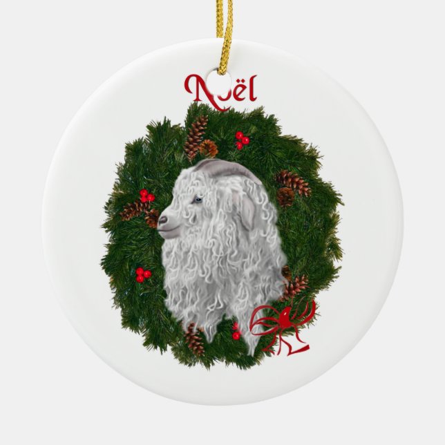 Ornement Rond En Céramique Belle Angora Noel Ornament (Devant)