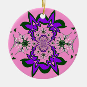 Ornement Rond En Céramique Belle œuvre d'art rose bébé floral motif teinte vi
