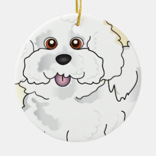 Ornement Rond En Céramique Bichon Frise