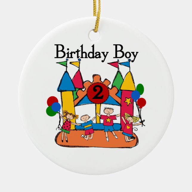 Ornement Rond En Céramique Big Bounce Boy 2nd Birthday Tshirts et cadeaux (Devant)
