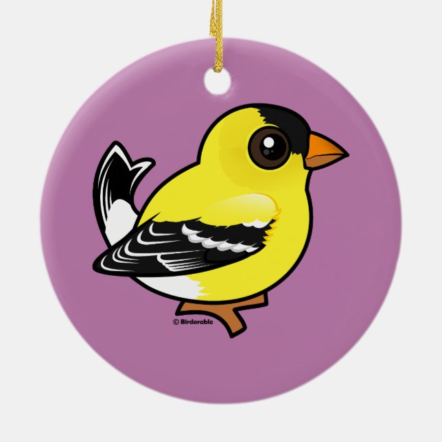 Ornement Rond En Céramique Birdorable American Goldfinch (Dos)