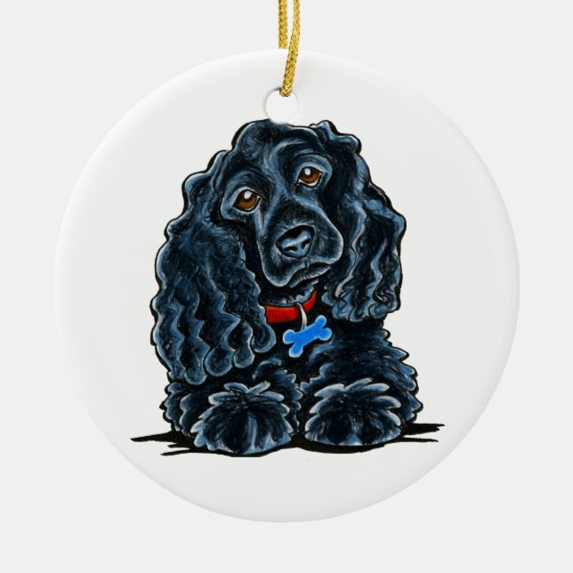 Ornement Rond En Céramique Black Cocker Spaniel Fitz (Devant)