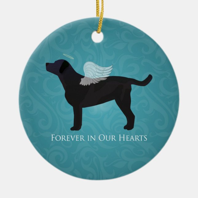 Ornement Rond En Céramique Black Lab Pet Memorial Sympathy Pet Perte Concepti (Devant)