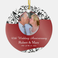 Black Swirl & Red 40th Mariage Anniversary Photo