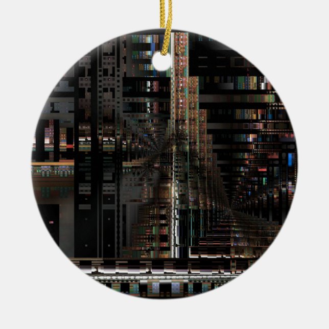 Ornement Rond En Céramique BlackTechnology Circuit Board Electronic Computer. (Devant)