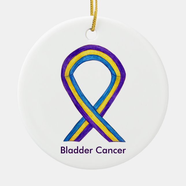 Ornement Rond En Céramique Bladder Cancer Awareness Ribbon Holiday Ornaments (Devant)
