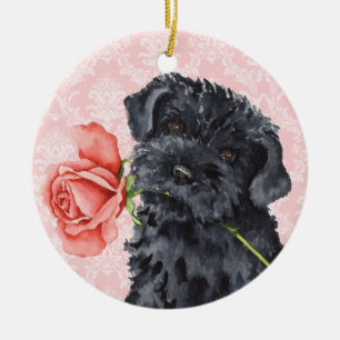 Ornement Rond En Céramique Bleu Terrier rose de Valentine Kerry