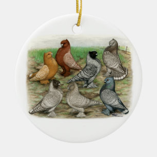 Ornement Rond En Céramique Blondinettes Laced Pigeons de Frill Classique