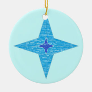 Ornement Rond En Céramique Blue Star Ornament