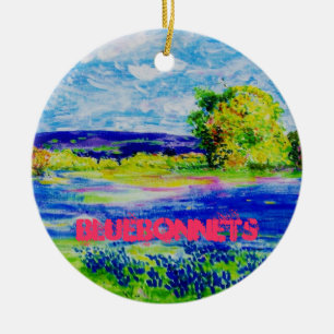 Ornement Rond En Céramique bluebonnets