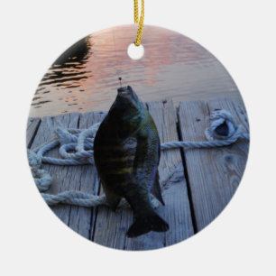 Ornement Rond En Céramique Bluegill au coucher du soleil Lac Arrowhead