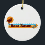 Ornement Rond En Céramique Boca Raton - conception de plage<br><div class="desc">Boca Raton - conception de plage.</div>