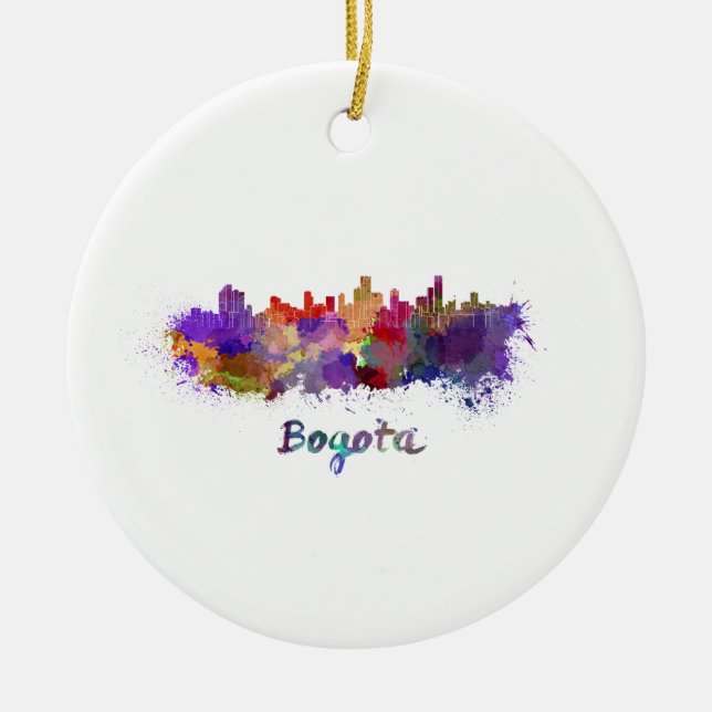 Ornement Rond En Céramique Bogota skyline in watercolor (Devant)