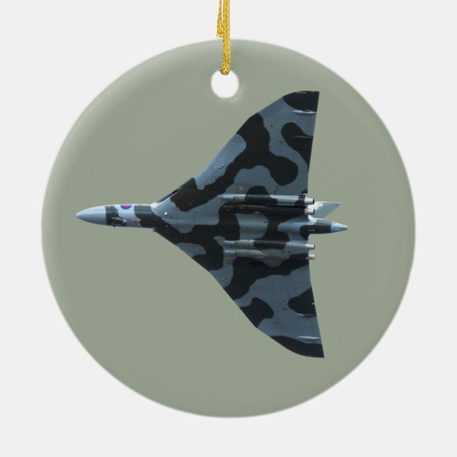 Ornement Rond En Céramique Bombardier Vulcain en vol (Dos)