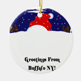 Ornement Rond En Céramique Bonhomme de neige de Buffalo NY