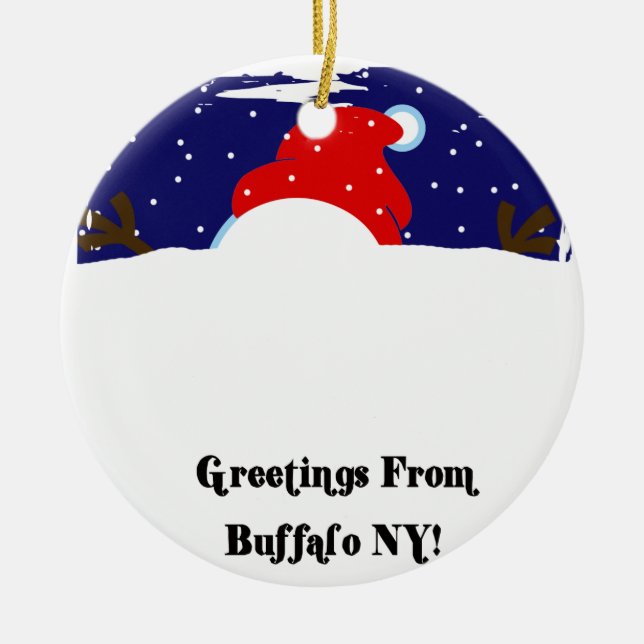 Ornement Rond En Céramique Bonhomme de neige de Buffalo NY (Devant)