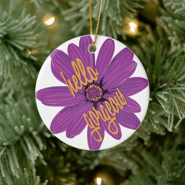 Ornement Rond En Céramique Bonjour magnifique (Arbre)