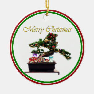 Ornement Rond En Céramique Bonsai Christmas Tree