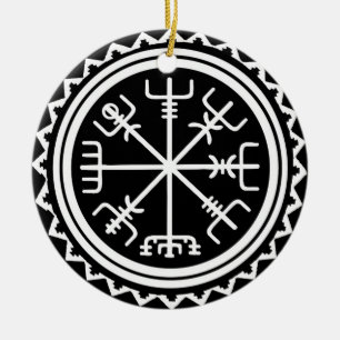 Ornement Rond En Céramique Boussole Vegvisir Viking