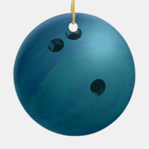 Ornement Rond En Céramique Bowling Ball Blue