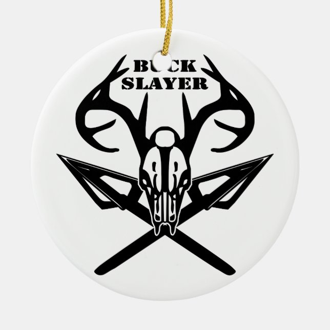 Ornement Rond En Céramique Buck Slayer Deer & Flèches (Devant)