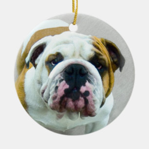 Ornement Rond En Céramique Bulldog Painting - Cute Original Dog Art