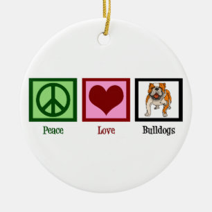 Ornement Rond En Céramique Bulldogs de Peace Love