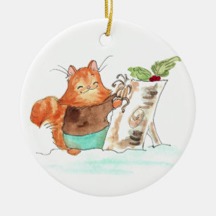 Ornement Rond En Céramique Burt et le journal Yule