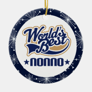 Ornement Rond En Céramique Cadeau de Noël de grand-papa de Nonno (mondes