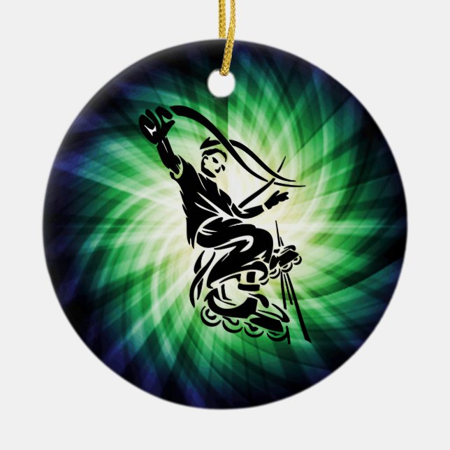 Ornement Rond En Céramique Cadeau Rollerblade cool (Devant)