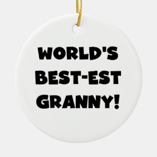 Ornement Rond En Céramique Cadeaux de T-shirts des textes de noir de mamie du