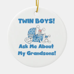 Ornement Rond En Céramique Cadeaux Twin Boy Grandsons