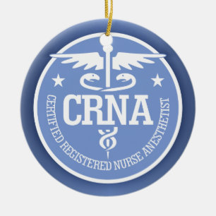 Ornement Rond En Céramique Caduceus CRNA idées cadeaux