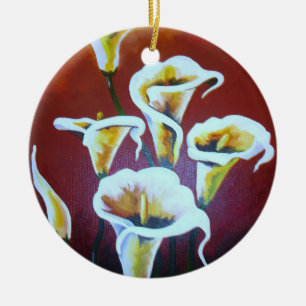 Ornement Rond En Céramique Calla Blanche Lit Des Fleurs De Coupe Artistique S