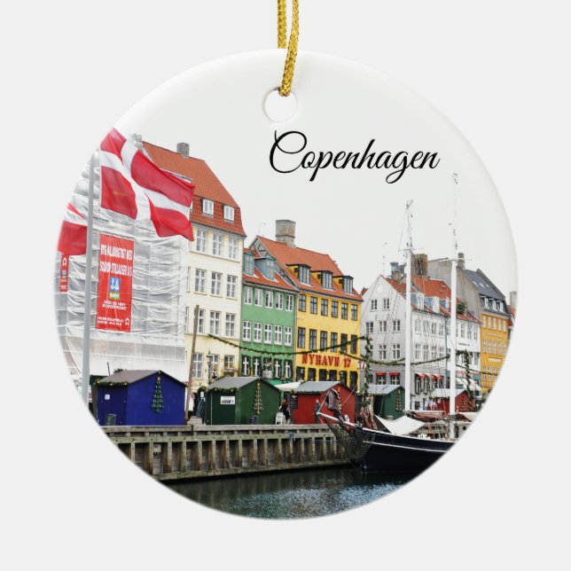 Ornement Rond En Céramique Canal de Nyhavn à Copenhague, Danmark (Devant)