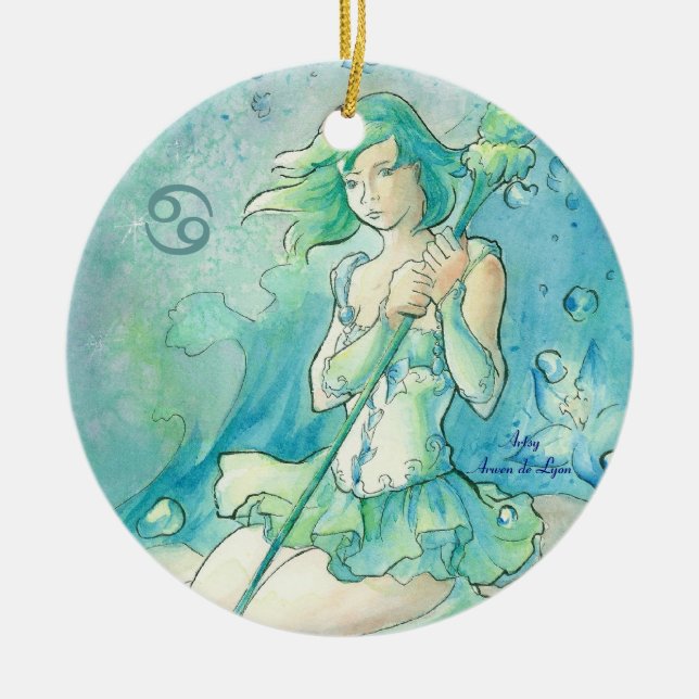 Ornement Rond En Céramique Cancer (Devant)