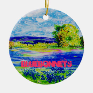 Ornement Rond En Céramique capot bleu