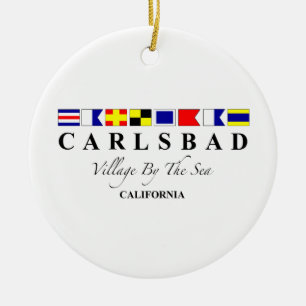 Ornement Rond En Céramique Carlsbad CA - village par la mer