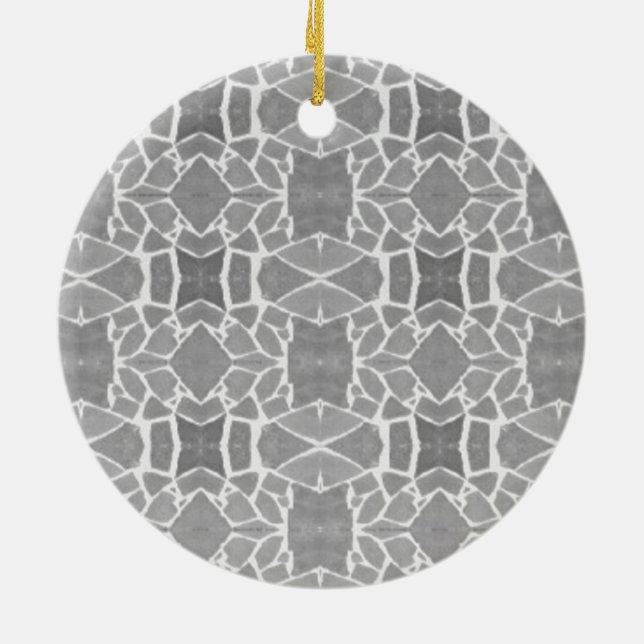 Ornement Rond En Céramique Carreaux de pierre blanche grise Mosaïque Motif (Dos)
