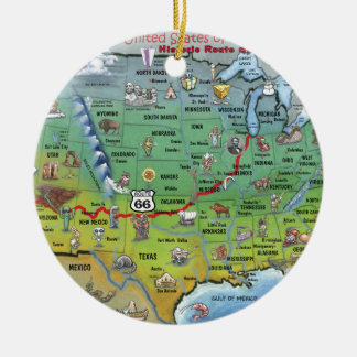 Ornement Rond En Céramique Carte historique de bande dessinée de l'itinéraire