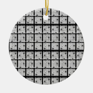 Ornement Rond En Céramique Cartes Bingo Noires