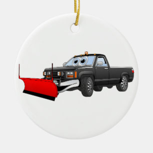 Ornement Rond En Céramique Cartographie de ramassage noir R Snowplow