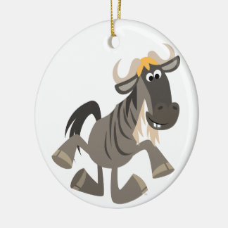 Ornement Rond En Céramique Cartoon Tap Dancing Wildebeest Ornament