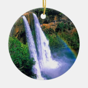 Ornement Rond En Céramique Cascade Wailua Kauai Hawaï