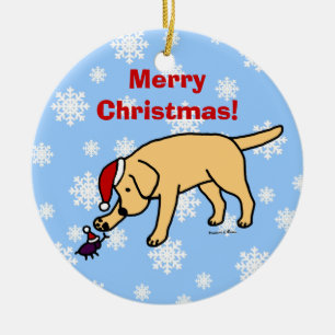 Ornement Rond En Céramique Casquette jaune personnalisé de Père Noël de No
