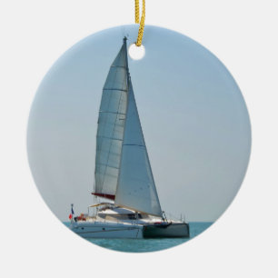 Ornement Rond En Céramique Catamaran Clara