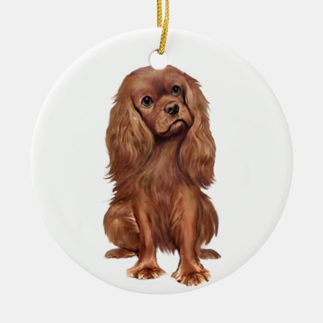 Ornement Rond En Céramique Cavalier King Charles - Ruby (Devant)