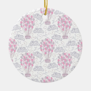 Ornement Rond En Céramique Cerfs-volants en art de nurserie rose